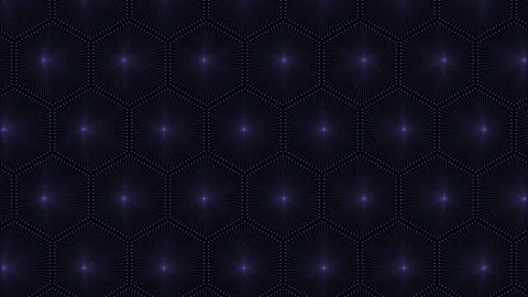 Abstract glowing hexagon grid with purple light rays, seamless tech background Stock Footage 330074807