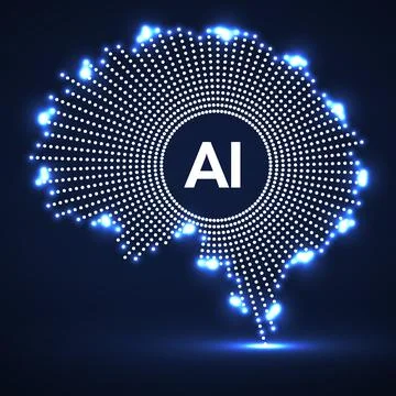 Abstract glowing human brain of dotted. Concept of neural connections, artifi Stock Illustration