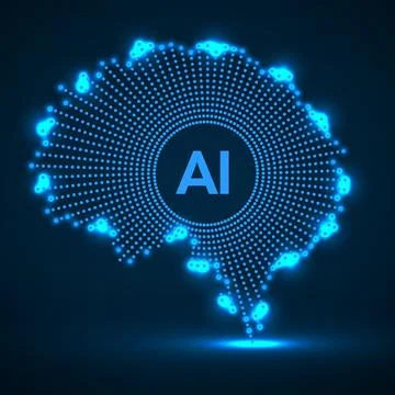 Abstract glowing human brain of dotted. Concept of neural connections, arti.. Stock-Illustration