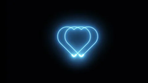 Abstract glowing laser light heart icon animation isolated on Black Background Stock Footage 321608134