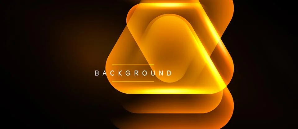 Abstract glowing layers create dynamic orange hexagon shape. Dark background Stock Illustration