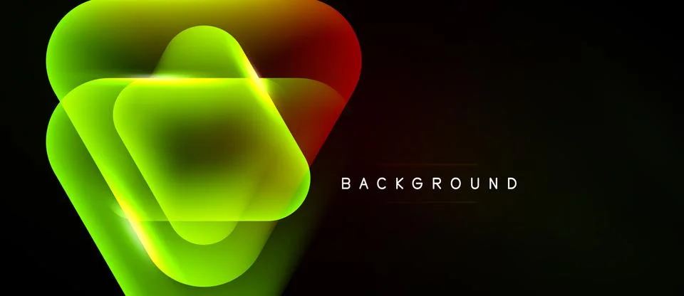 Abstract glowing layers create vibrant geometric design. Dark background イラスト素材