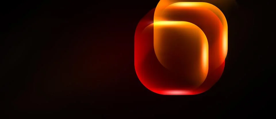 Abstract glowing layers form rounded shape. Warm colors dominate dark backg.. Stock Illustration