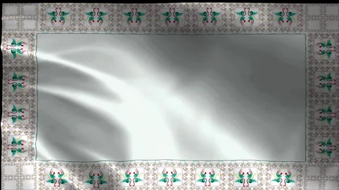 Abstract glowing light background with green damask border Stock Footage 344012523