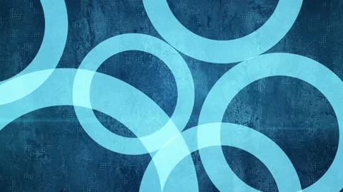 Abstract Glowing Light Blue Intersecting Rings on Textured Background. Stock Footage 345233078