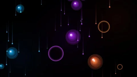 Abstract glowing light drops and colorful bubbles in digital space video Video stock 346062671