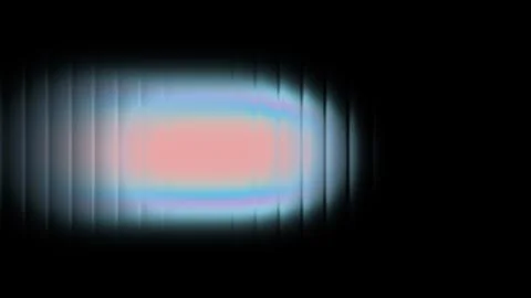 Abstract glowing light form emerges with vertical lines over black background Stock Illustration