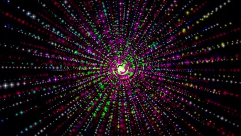 Abstract glowing light geometric spiral dotted lines pattern rotating backg.. Stock-Footage 332884905
