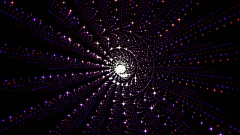 Abstract glowing light geometric spiral dotted lines pattern rotating backg.. Stock-Footage 332884915