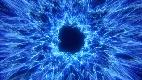 Abstract glowing light hi-tech energy blue electric tunnel frame of lines a.. Stock Footage 260126073
