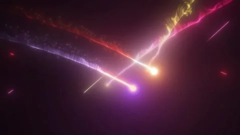 Abstract glowing light particle trails moving through dark space with dynamic 動画素材 345333905