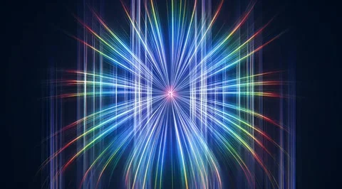 Abstract glowing light rays shifting colors Stock Footage 331460859