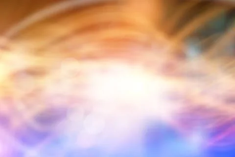 Abstract glowing light trails are swirling with soft bokeh circles in digital Stock Photos