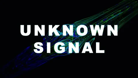 Abstract glowing light trails with changing colors and text 'Unknown Signal.. Stock-Footage 344285487