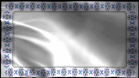 Abstract glowing light trails with colorful patterned border Stock Footage 344014727