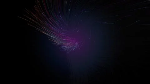 Abstract glowing light trails motion in dark space flow. Stock Footage 345502368