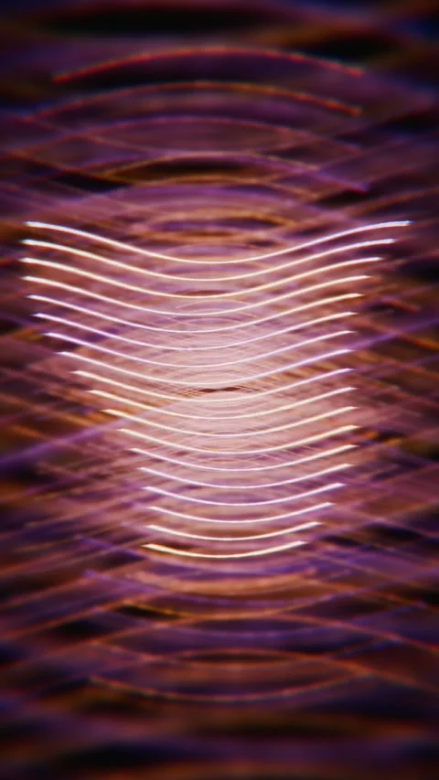 Abstract glowing light waves undulating in vertical 3d render Stock Footage 346658677