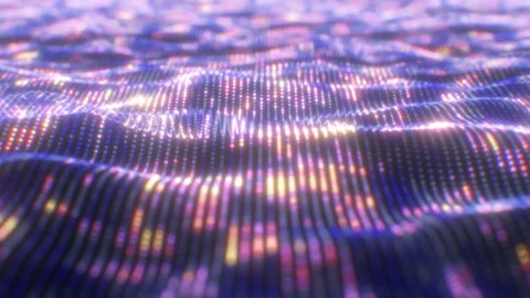 Abstract Glowing Lights Particle Wave Blurred Bokeh Data Dots Shining Stock Footage 153297890