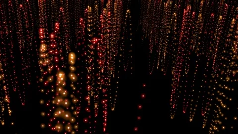 Abstract glowing lights stream downwards on black background Stock Footage 327625045