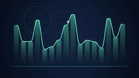 Abstract glowing line graph animation with pulsing circles and bar chart on.. Stock Footage 346661934