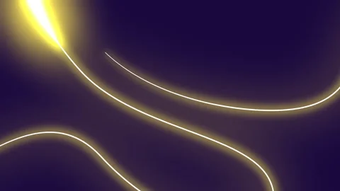 Abstract Glowing Lines and Bright Yellow Lights on Dark Background Design Art Video stock 293875288