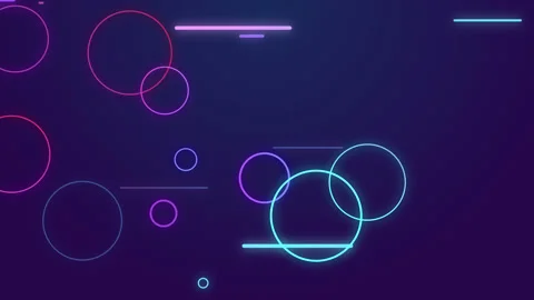 Abstract glowing lines and circles loop animation. stripes, splashes and rings Stock Footage 157601736
