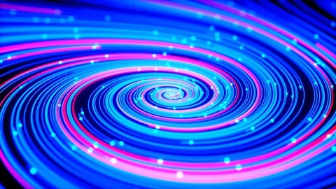 Abstract glowing lines of blue and red colors twist into a spiral, 3D animation Stock Footage 260898085