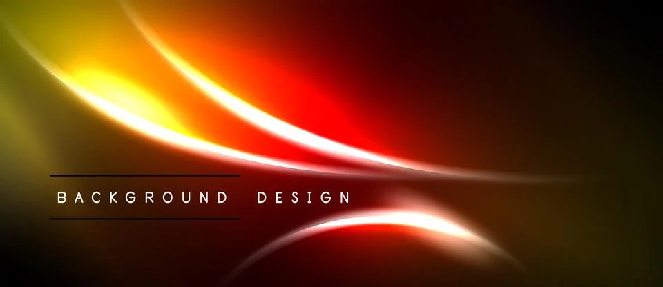 Abstract glowing lines create dynamic background. Warm colors dominate, Stock Illustration