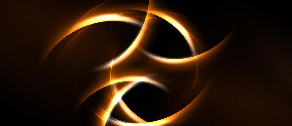 Abstract glowing lines form dynamic shapes against dark background. Warm colo 스톡 일러스트