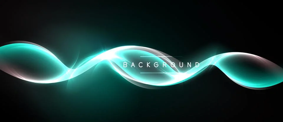 Abstract glowing lines form wave pattern over dark background. Modern design Stock Illustration