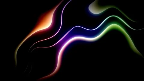 Abstract Glowing Liquid Silk Harmonic Waves with Vibrant Colors on Obsidian.. Stock Footage 347028317