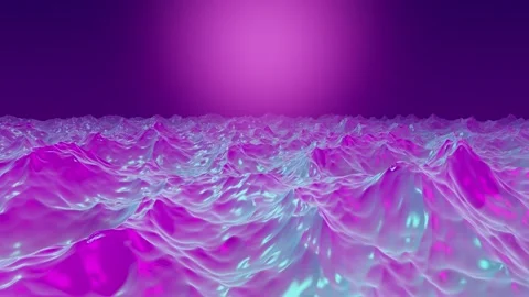 Abstract Glowing Liquid Surface Movement in Purple and Cyan Hue Stock Footage 330483752