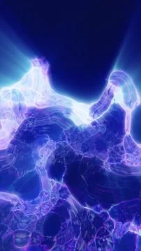 Abstract glowing liquid-like waves in blue and purple tones, creating a futur Stock Illustration