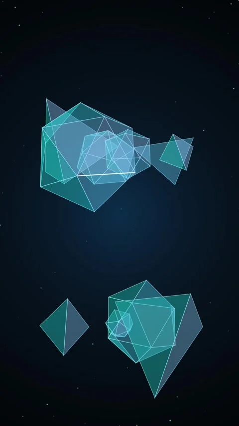 Abstract Glowing Low Poly Network Background Technology Data Visualization .. Stock Footage 345487957
