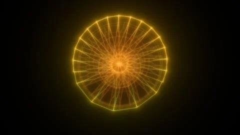 Abstract glowing mandala pattern in yellow and orange hues, radiating light i Stock Illustration
