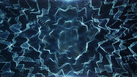 Abstract Glowing Mesh Waving Fx With Extruded Patterns Background Loop Stock Footage 147046050