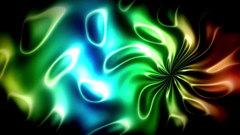 Abstract Glowing Multi-Color Liquid Silk Waves with Swirling Crystal Prism .. Stock Footage 347176887