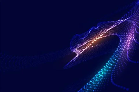 Abstract Glowing Multicolor Wave Lines on Dark Blue Background Stock Illustration