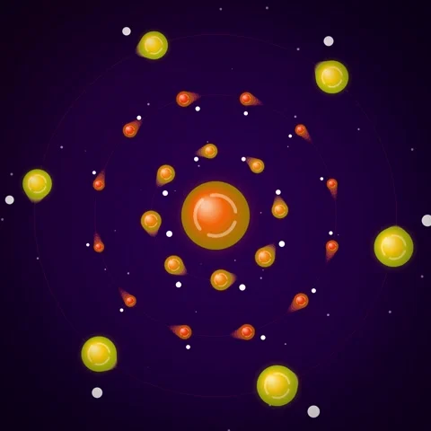 Abstract glowing nebula background with orbiting planets and celestial stardu Video stock 345691046