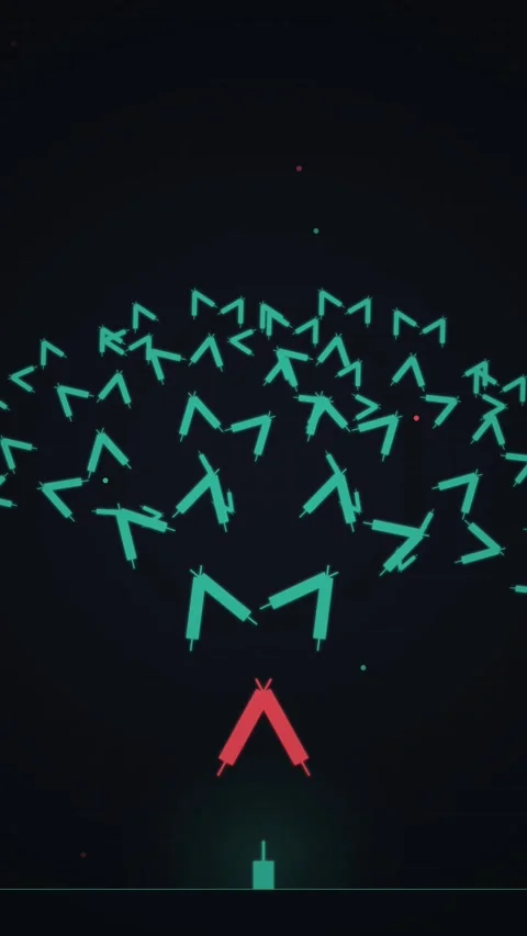 Abstract glowing neon arrows pattern on dark background Stock Footage 345492010