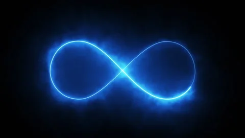 Abstract glowing neon background of blue neon line forming an infinity symbol Stock Footage 312277009