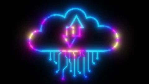 Abstract Glowing Neon Blue Cloud Computing Data Transfer concept 4K loop Stock Footage 331531932