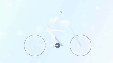 Abstract Glowing Neon Blue Cyclist Riding Bicycle Animation Video stock 340387870