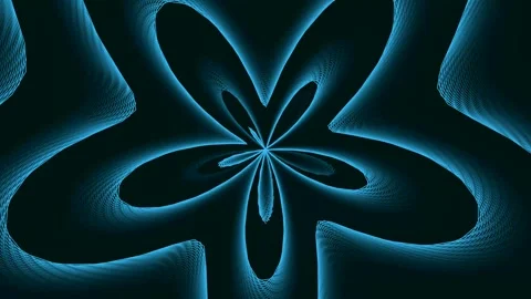 Abstract glowing neon blue flower pattern on a dark background Stock Footage 329952201