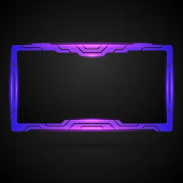 Abstract glowing neon border frame for live stream overlay Stock Illustration