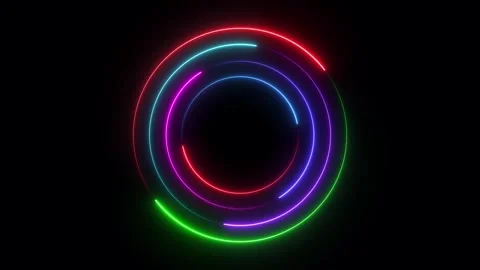 Abstract glowing neon circle animation on black background. Stock Footage 315865704