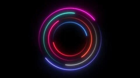 Abstract glowing neon circle animation on black background. Stock Footage 315865707