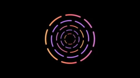 Abstract glowing neon circle animation with colorful rotating dashed lines .. Video stock 346433357