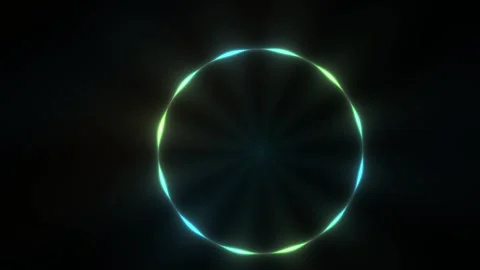 Abstract Glowing Neon Circle on Dark Background with Subtle Smoke Effect. Stock Footage 333914814