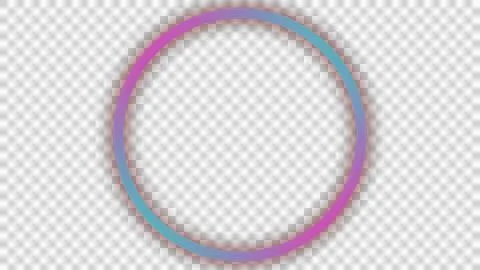 Abstract glowing neon circle frame with vibrant magenta and cyan gradient Stock Illustration
